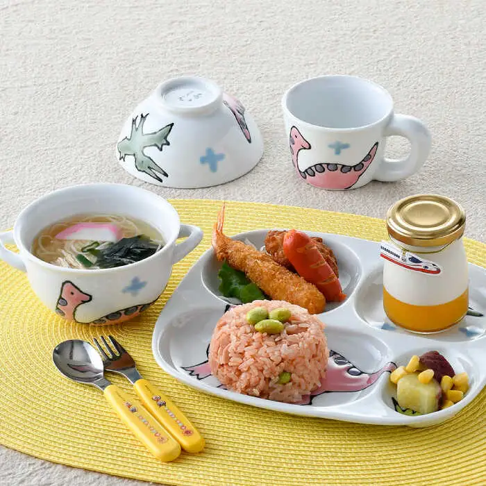 【波佐見焼】子ども食器 4点セット「ブラキオサウルス」食器 皿【大新窯】[DC133] 波佐見焼