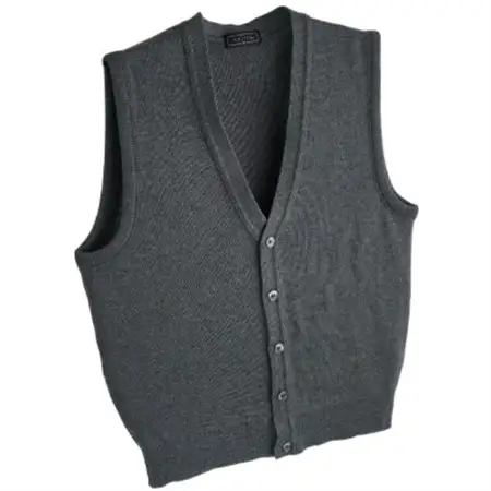無地 メンズニット オープンベスト チャコール L寸 15220_装飾品・工芸品 男性・メンズ 洋服 _【1219035】