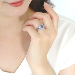 130-9-8 指輪 PT900 プラチナ 大粒タンザナイト ダイヤモンド 0.8ct 取り巻き スクエア リング【f241-pt】 ALPAZ013