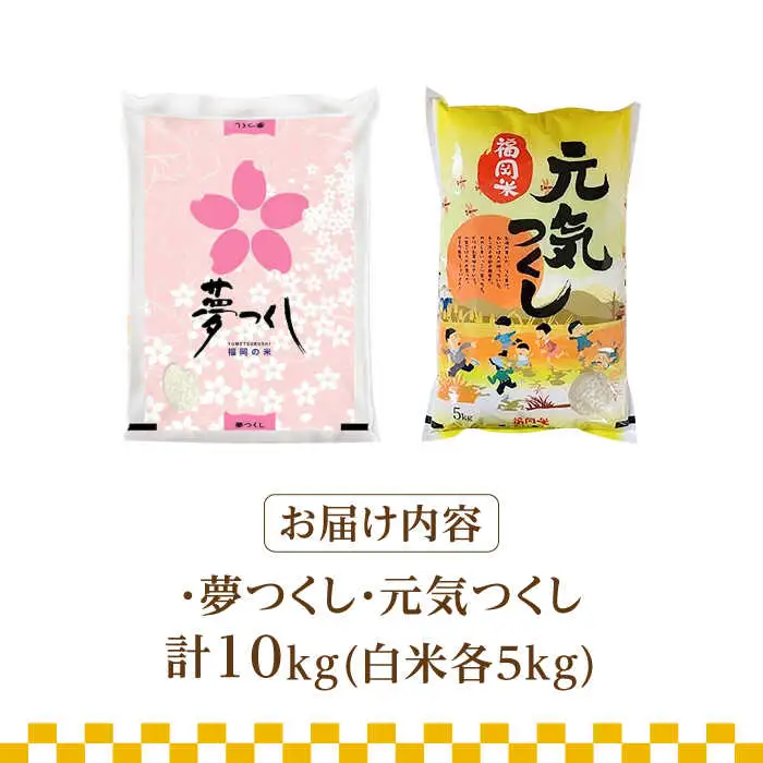 【先行予約】【令和7年産】福岡県産米食べ比べ「夢つくし」と「元気つくし」セット 白米 計10kg【2025年11月以降順次発送】 [ABDD013]