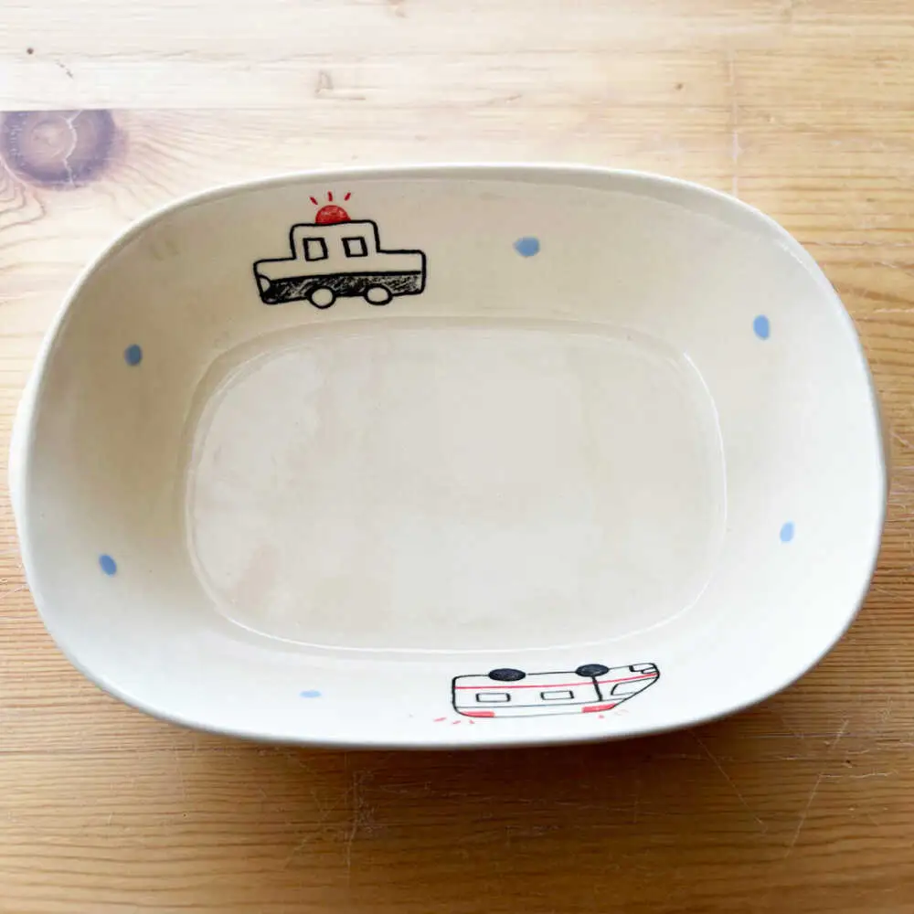 【瀬戸焼】子供用食器5点セット（パトカー・救急車） 【窯元SOUSEN】[BBCQ004]子ども食器 ギフト