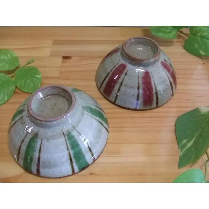 【信楽焼】レッド＆グリーンペアごはん茶碗（nwu-021）