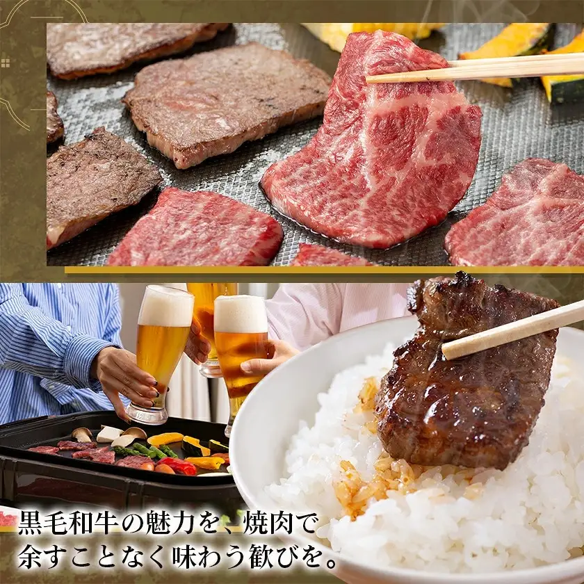 黒毛和牛モモ焼肉600g(黒たれ付)〔MJ-31-013〕_(都城市) 牛モモ焼肉 (600g) 焼き肉 BBQ バーベキュー 炭火焼き にくほんぽ黒たれ オリジナル焼き肉のタレ 冷凍保存可 国産牛肉