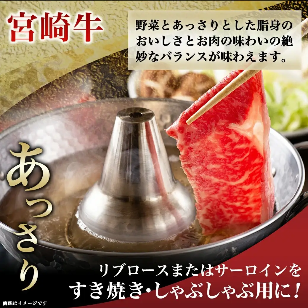 宮崎牛ロースすき焼きしゃぶしゃぶ用〔18-4206〕_(都城市) 宮崎牛 すき焼き しゃぶしゃぶ リブロース サーロイン 400g×1P 牛肉 スライス 冷凍 ギフト 贈答用