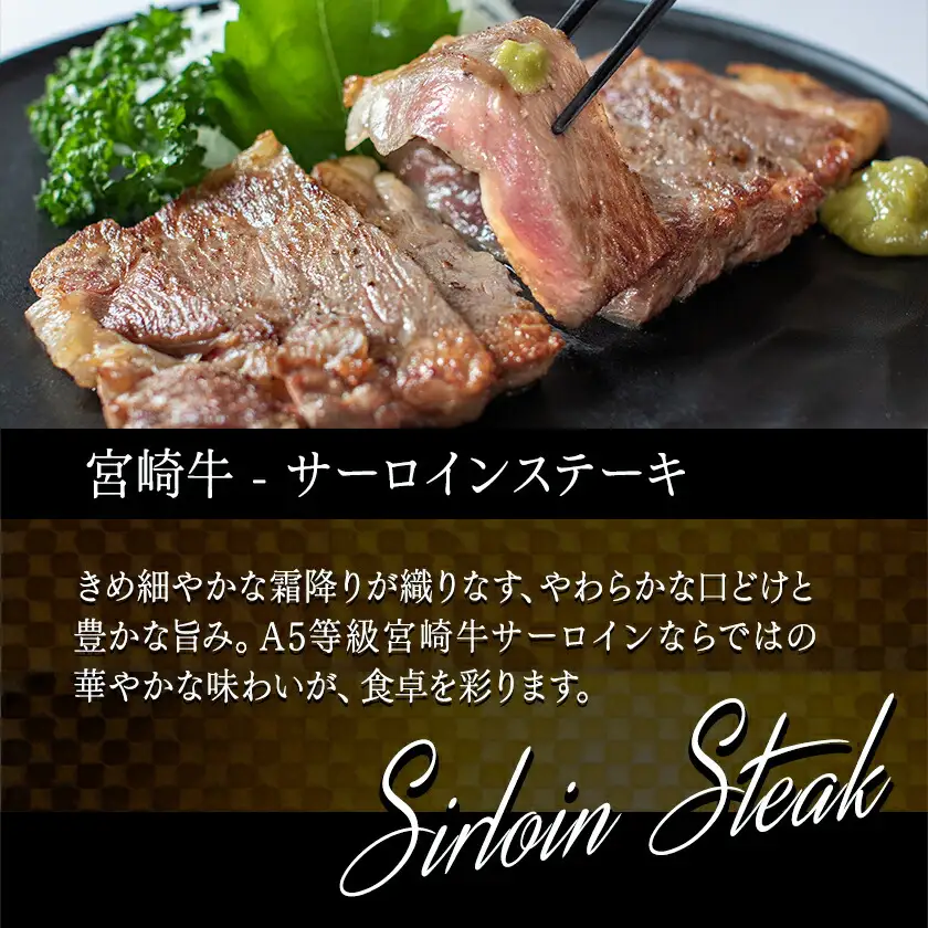 宮崎牛(A5)ステーキ食べ比べ300g〔AC-01-004〕_(都城市) サーロインステーキ200g×1枚 モモステーキ100g×1枚 合計2枚 国産黒毛和牛 最高ランク5等級 牛肉 おかず やわらかい あっさり ギフト 贈答用
