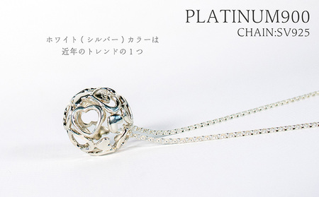 ハートクリスタル 大 Pt900 ネックレス ジュエリー ギフト プレゼント アクセサリー【MO0034c】