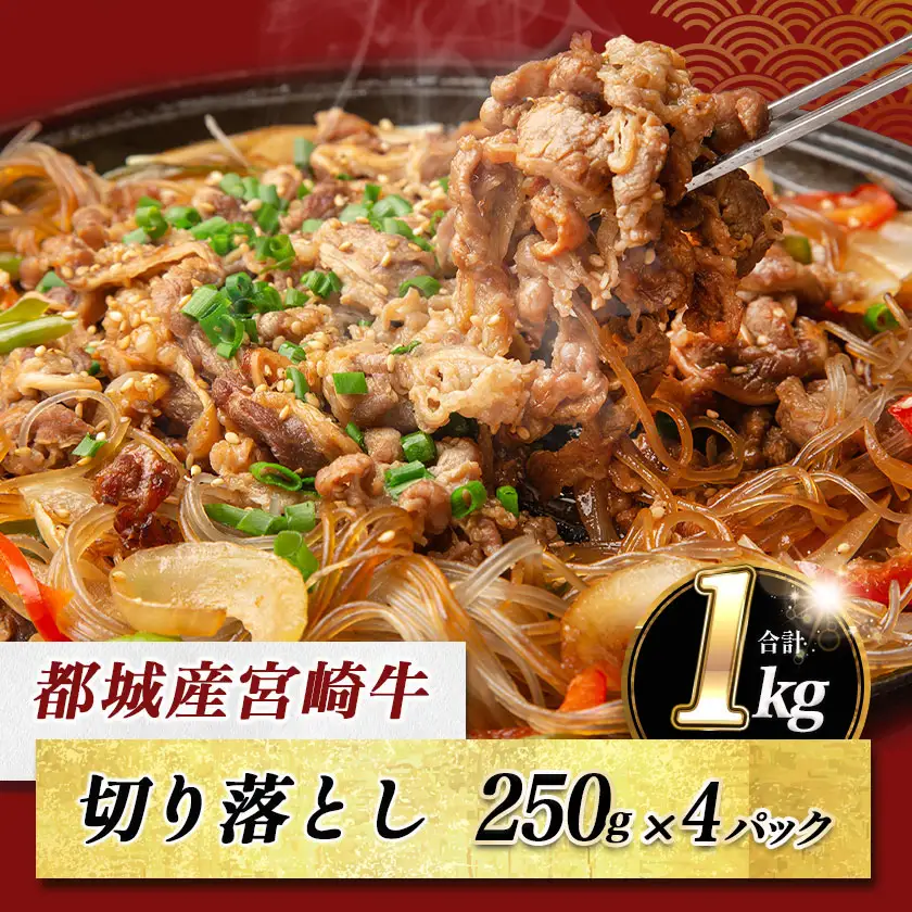 宮崎牛切り落とし(A5) 〔AC-A0-001〕_ (都城市) 牛肉 都城産宮崎牛(A5) 切り落とし 1kg(250g×4パック) 『内閣総理大臣賞』を受賞した生産者のお肉です！ ブランド牛 国産黒毛和牛 霜降り 切落し合計1キロ すき焼き・しゃぶしゃぶに A5等級