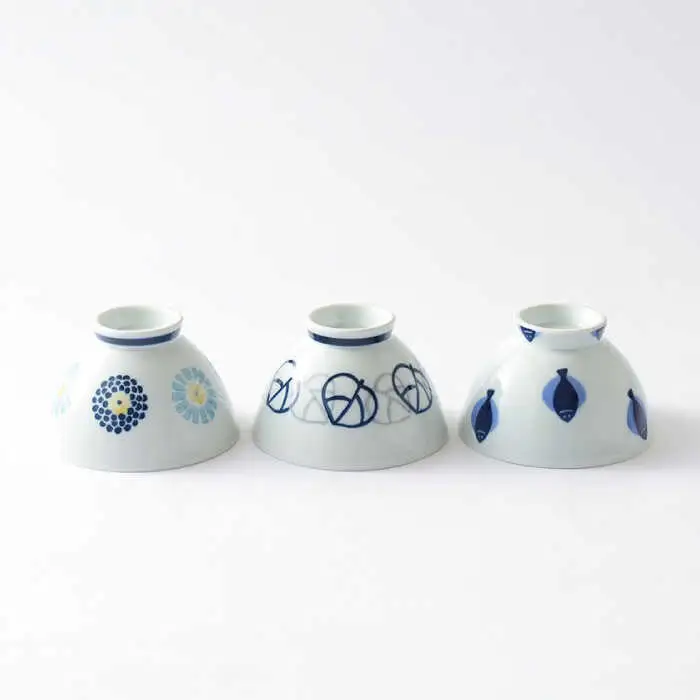 【波佐見焼】丸紋菊・二色葉・フィッシュ 茶碗 3柄セット 食器 皿【Cheer house】[AC246] 波佐見焼