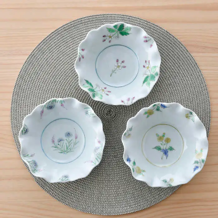 【波佐見焼】野の花 渕なぶり 小鉢 3点セット 食器 皿 ボウル【藍水】[GB46] 波佐見焼