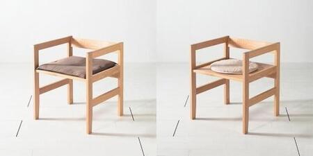 テーブルの下にぴったり入るダイニングチェア　オーク無垢材　漢字の『月』に見えるムーンチェア