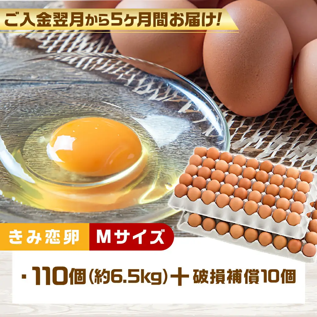 「きみ恋卵」110個定期便(5ヶ月)〔T85-5-29-011-110〕_(都城市) 赤卵 きみ恋卵 Ｍサイズ 110個 約6.5kg