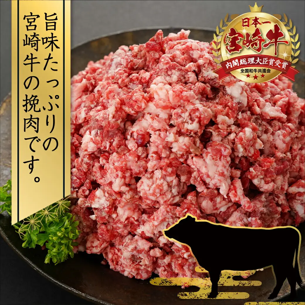 宮崎牛の挽肉1kg (500g×2パック)〔18-7701〕_(都城市) 宮崎牛 挽肉 1kg 500g 2パック 真空 ハンバーグ そぼろ煮