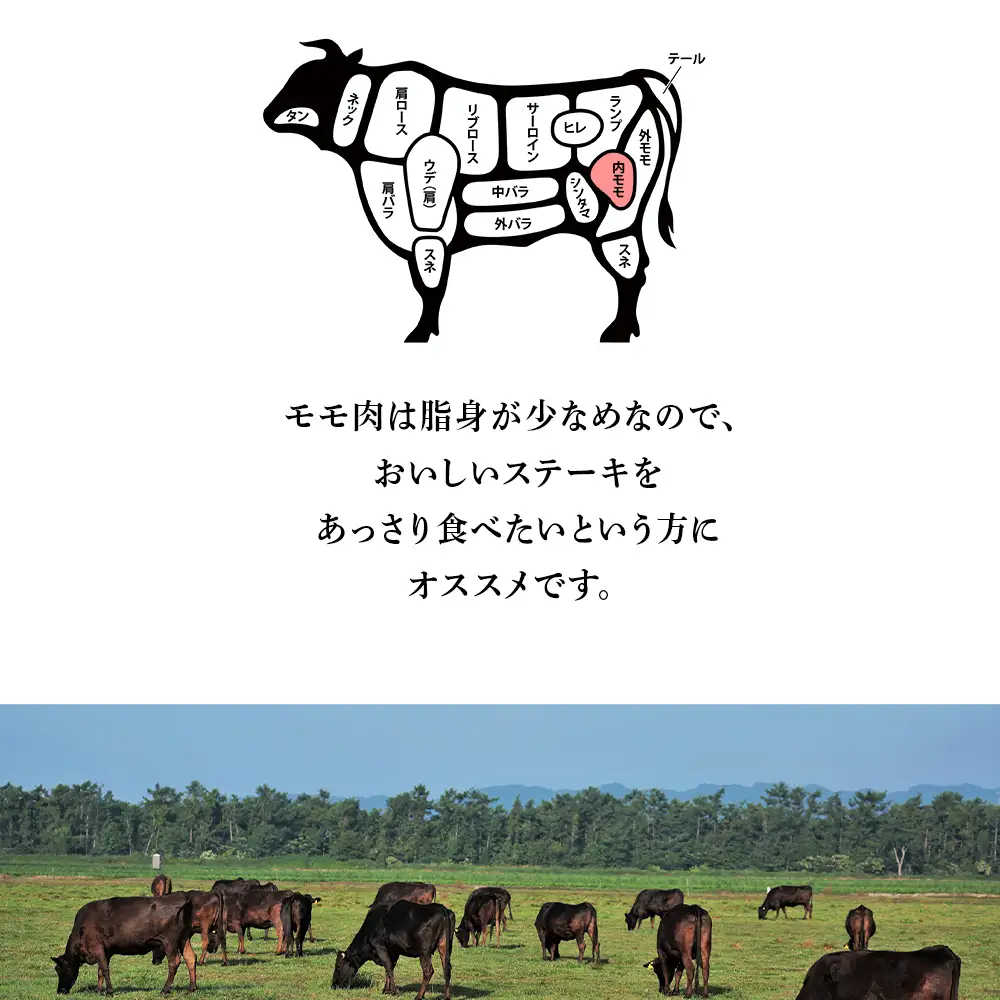 【定期便 3カ月】北海道 白老産 黒毛和牛 特上 モモ 赤身 ステーキ 150ｇ×2枚 BS038