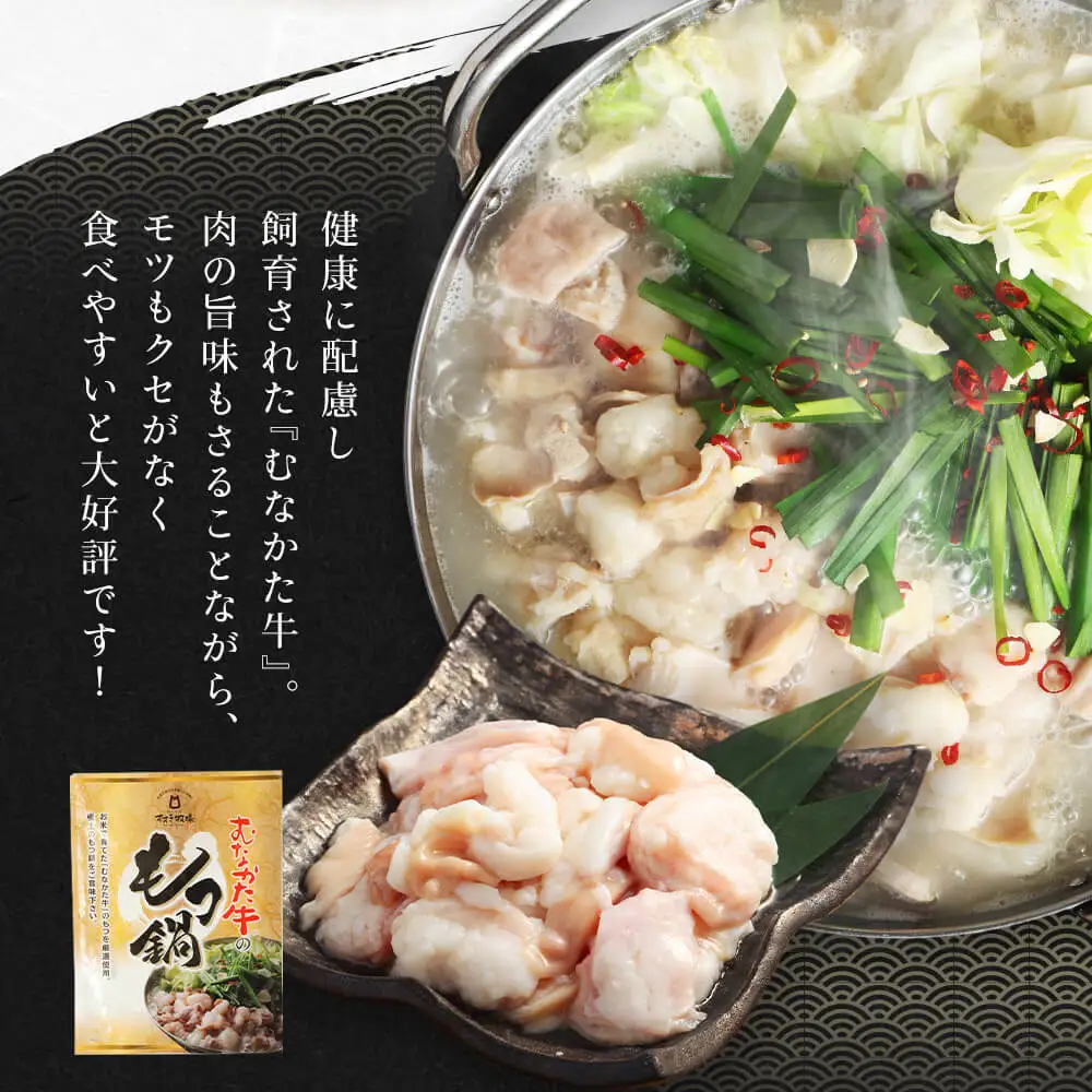【定期便/6回/偶数月お届け】お米で育った「むなかた牛」塩もつ鍋 定期便_HB0142 | もつ鍋