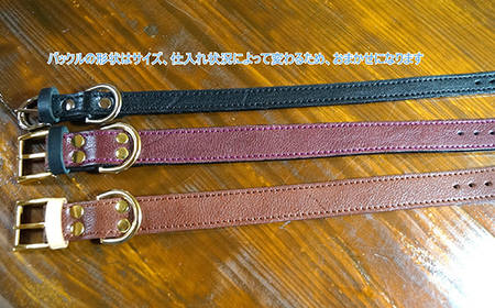 《色が選べる》本革製犬用首輪 幅約1.5cm＜セミオーダー品＞ 国産牛ヌメ革 ハンドメイド レザー 本革 犬用 ペット 首輪 革製品 セミオーダー 色が選べる 贈り物 ギフト  F6L-403
