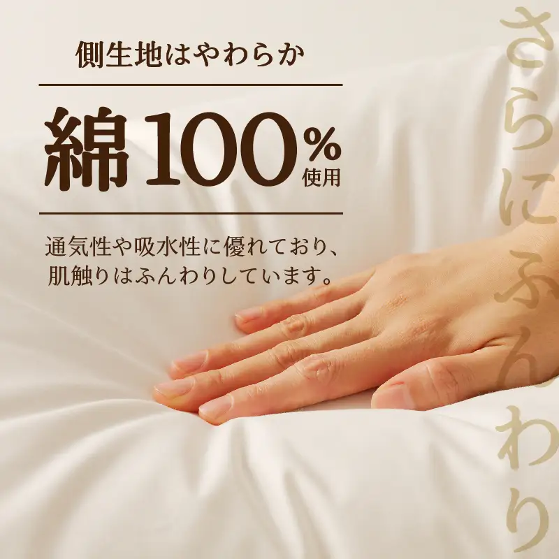 ダウン枕（中）枕カバー付き ホテル仕様 綿100% 完全国内生産 羽毛 枕 まくら 北海道滝川市