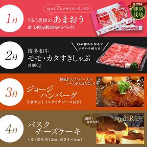 【定期便12回】久留米うまいもんづくし定期便_定期便 12回 うまいもんづくし 毎月お届け あまおう 苺 すきしゃぶ ハンバーグ スタミナソース ロース カルビ 焼肉のたれ 自家製焼魚 マンゴー うなぎ ラーメン 鍋 キウイ 馬刺し 赤身上 肉 魚 フルーツ スイーツ 食品 福岡 久留米市 お取り寄せ 送料無料 〔Tk009〕
