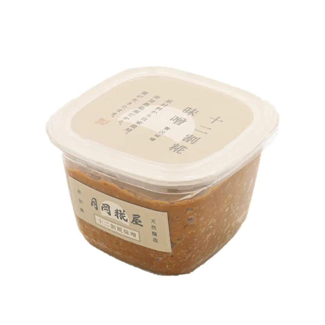 月岡糀屋 完全自家製味噌 十二割糀味噌 600g×2個入り 国産大豆 国産塩 自家製米糀 こうじ 味噌 みそ ミソ 味噌汁 非加熱熟成 辛口味噌 田舎味噌 調味料 3B04008
