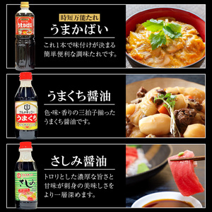 久留米おふくろの味の万能たれ「うまかばい」セットB_久留米おふくろの味の万能たれセット クルメキッコー 万能たれ セット うまかばい うまくち醤油 さしみ醤油 おふくろの味  天然醸造 甘口 時短 お取り寄せ グルメ お手軽 調味料 九州醤油 刺身 すき焼き 親子丼 カツ丼 生姜焼き 肉じゃが 炒め物 送料無料 〔Cd003〕