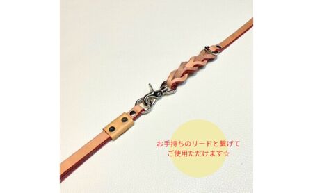 本革リードとスライドコントロールハーネスセット（超小型～中型犬まで使えます） ペット用品 ペットグッズ 犬用品 お散歩グッズ 小型犬 フリーサイズ ハンドメイド 牛革製  グリーン