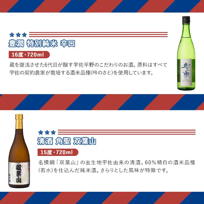 日本酒の飲み比べとお祝いセット THE USA Box/DX(4品)豊潤 双葉山 宇佐ひょうたん 日本酒 お酒 酒 プレゼント 贈答用 かちえび 海老【114000601】【一般社団法人　地域商社USA】
