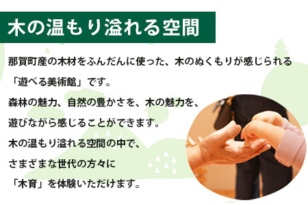 【1年間パスポート】那賀町山のおもちゃ美術館【大人1名＋子供1名（小学生～中学生）】 CA-3 徳島 那賀 おもちゃ美術館 おもちゃ 美術館 年間パスポート 入場券 知育 木育 遊べる美術館 体験 体験型 こども 子供 子ども 親子 遊び場 木 柚子 茶葉 那賀町 林業 森林 自然 魅力 温もり