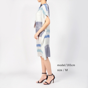 【限定】STYLE＊MEISEN 四角重ね柄シルクワンピース（WHITE）/ M F7Z-305