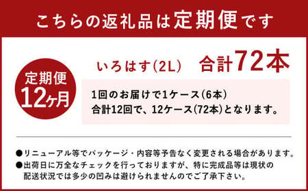 【12ヶ月定期便】い・ろ・は・す(いろはす)阿蘇の天然水 2LPET×6本(1ケース)