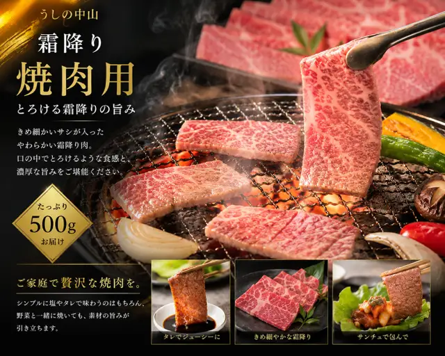 【うしの中山】 霜降り 焼肉用 500g(日付指定不可)