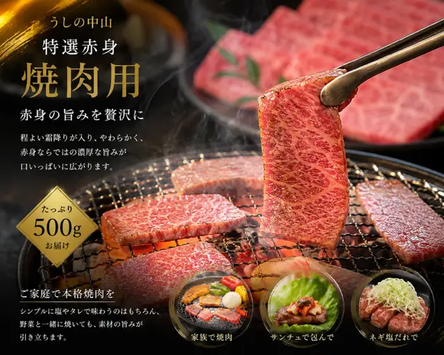 【うしの中山】特選赤身 焼肉用500g(日付指定不可)