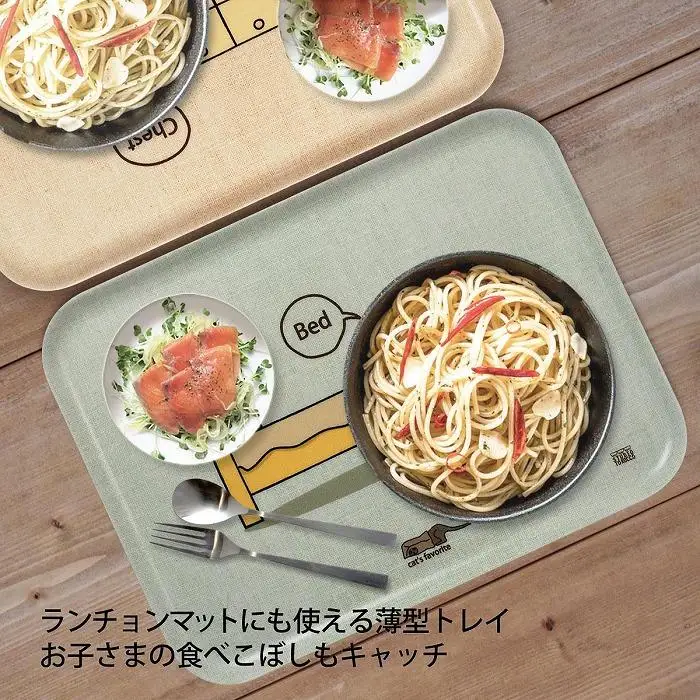 ネコダラトレイM角「ベッドの暖かいとこ」 ネコだらけ トレー 猫グッズ