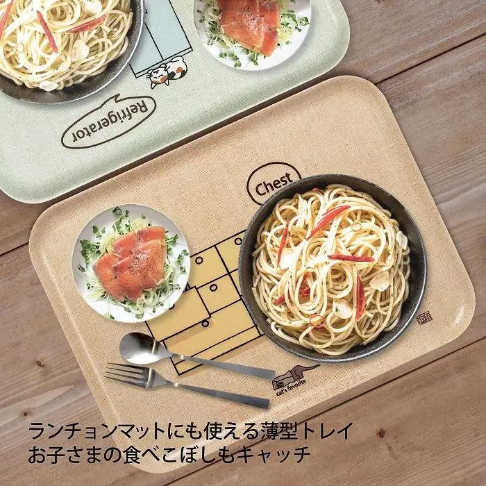 ネコダラトレイM角「チェストは閉めておこうね」 ネコだらけ トレー 猫グッズ