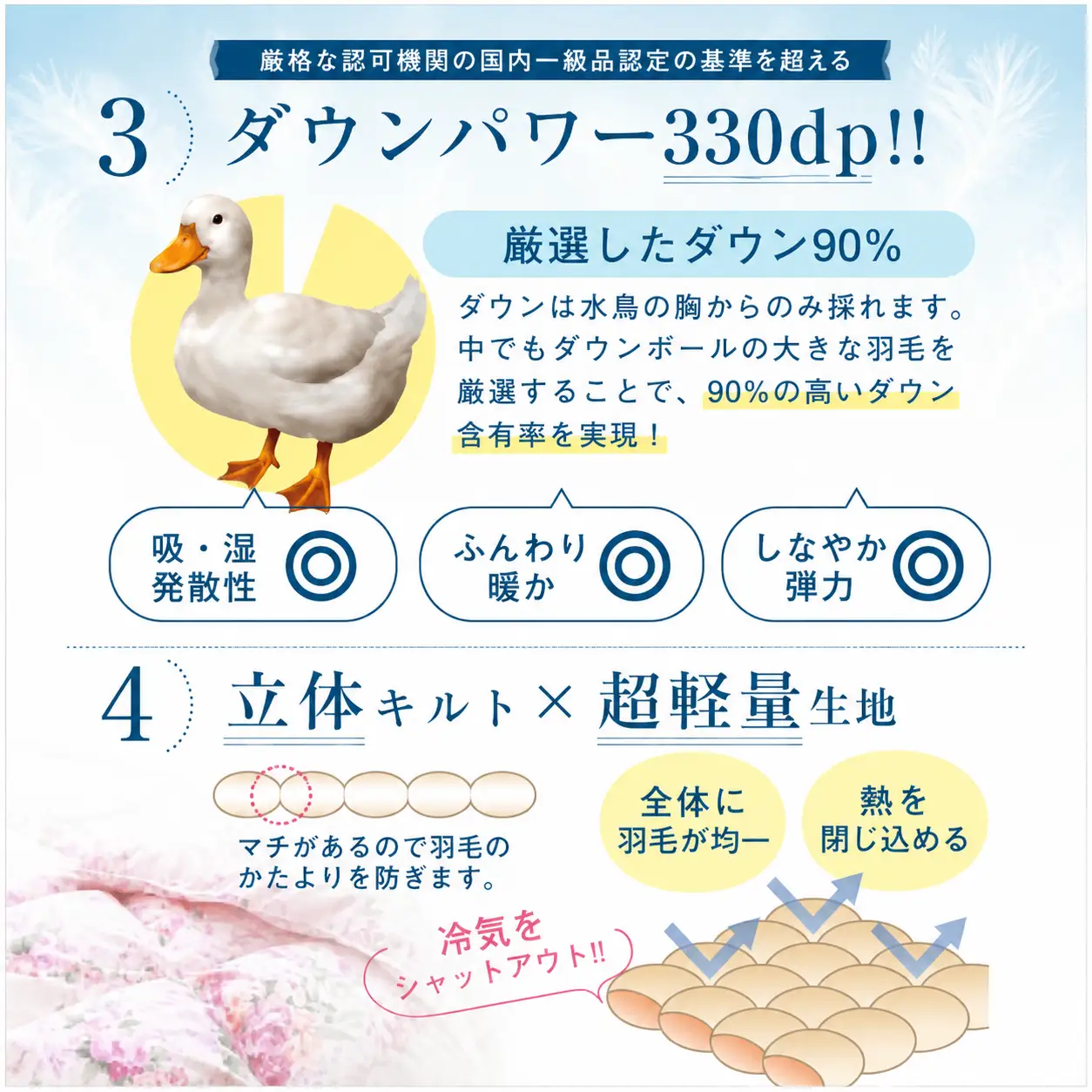 洗える羽毛布団 クイーン クリーム 羽毛1.8kg 羽毛掛け布団 寝具