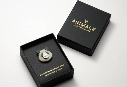 めがね素材で作る『ANIMALE（アニマーレ）Sabae アニマルピンズ』 パンダ  KISSO ピンバッジ 