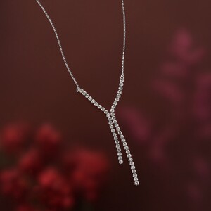 [MADE IN KOFU] PT900/PT850 シルキータッチテニスチェーン［Yライン］ネックレス Sサイズ 1.0ct TI-1179