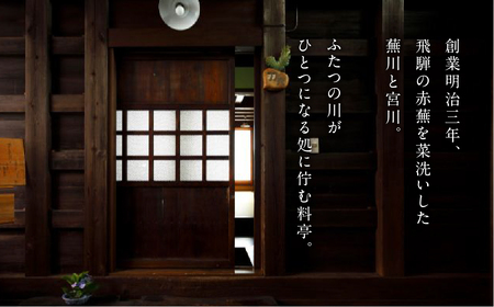 飛騨古川 料理旅館 蕪水亭 １泊２食付ペア宿泊券 「羽衣」[BR007]