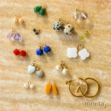 淡水パールとラピスラズリほか天然石12種の着せ替えフープイヤリングセット【配送不可地域：沖縄県】【1479522】