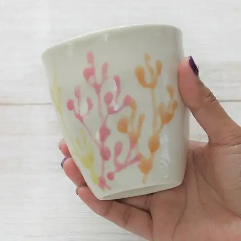 【datta.沖縄南の島陶芸工房】珊瑚タンブラー 紅掛空色x純白（ペアセット）