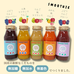 国産果汁100%ジュース＆スムージーセット（180ml×10本）［NH04］// 長野県 南信州 ストレートスムージー ストレートジュース 無加糖 無塩 香料不使用 着色料不使用 保存料不使用 天皇杯 農水大臣賞
