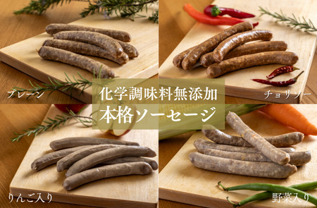 SF03　無添加！さんさん豚ソーセージセットB ／（140g×4種類入）【化学調味料不使用】// 長野県産豚肉 南信州 ポーク バークシャー種 安全 安心 冷凍 贈答 ギフト