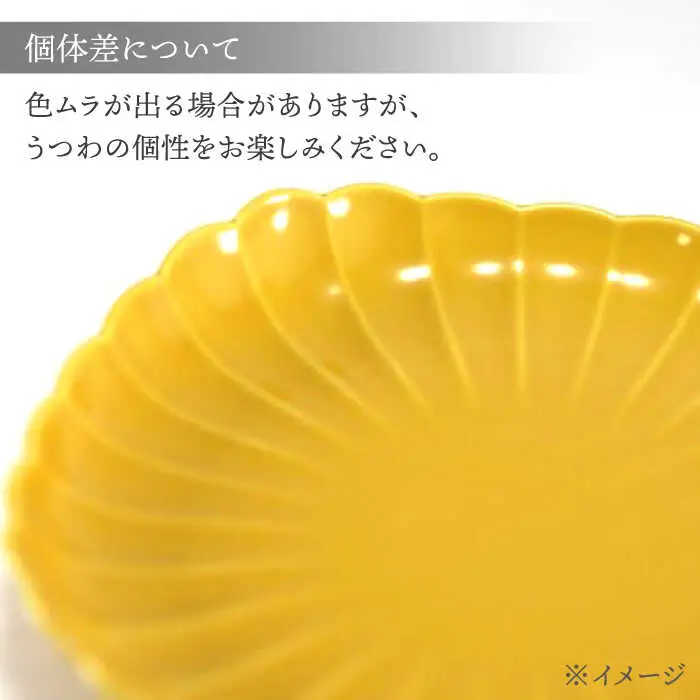 【波佐見焼】四つ菊 大皿 ウコン 1点【永泉】[MC90]