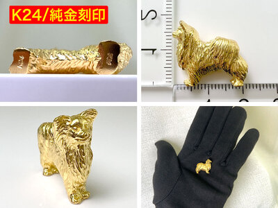 【置物】5-342 純金(Ｋ２４)製 『パピヨン』ミニチュアオブジェ ALPBK043