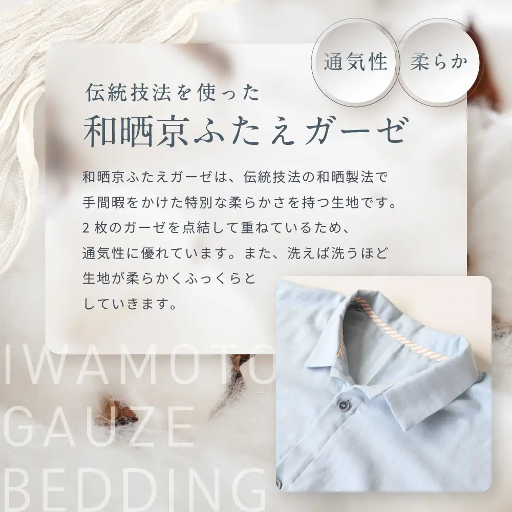 【岩本繊維】和晒京ふたえガーゼ メンズパジャマ＜Mサイズ・ヴィンテージデニム＞｜京都 老舗寝具メーカー パジャマ 感動の柔らかさ 人気