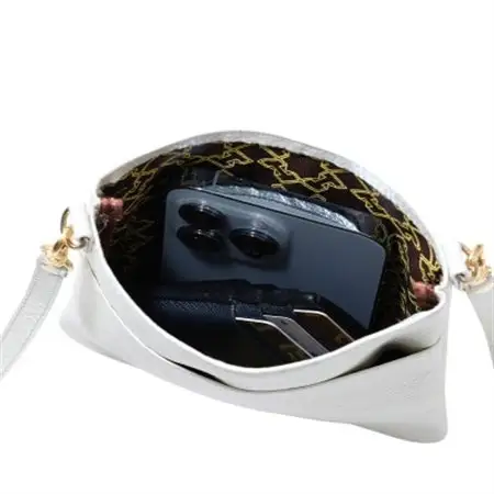 【濱野皮革工藝のショルダーバッグ】スマートフォンポシェット(ホワイト)_装飾品・工芸品 トートバッグ・ショルダーバッグ 鞄・バッグ かばん カバン_【1381007】