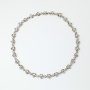 Deliciae　PT900/K18PG　ハートネックレス　ダイヤモンド【14.11ct】鑑別書付　K05154-H