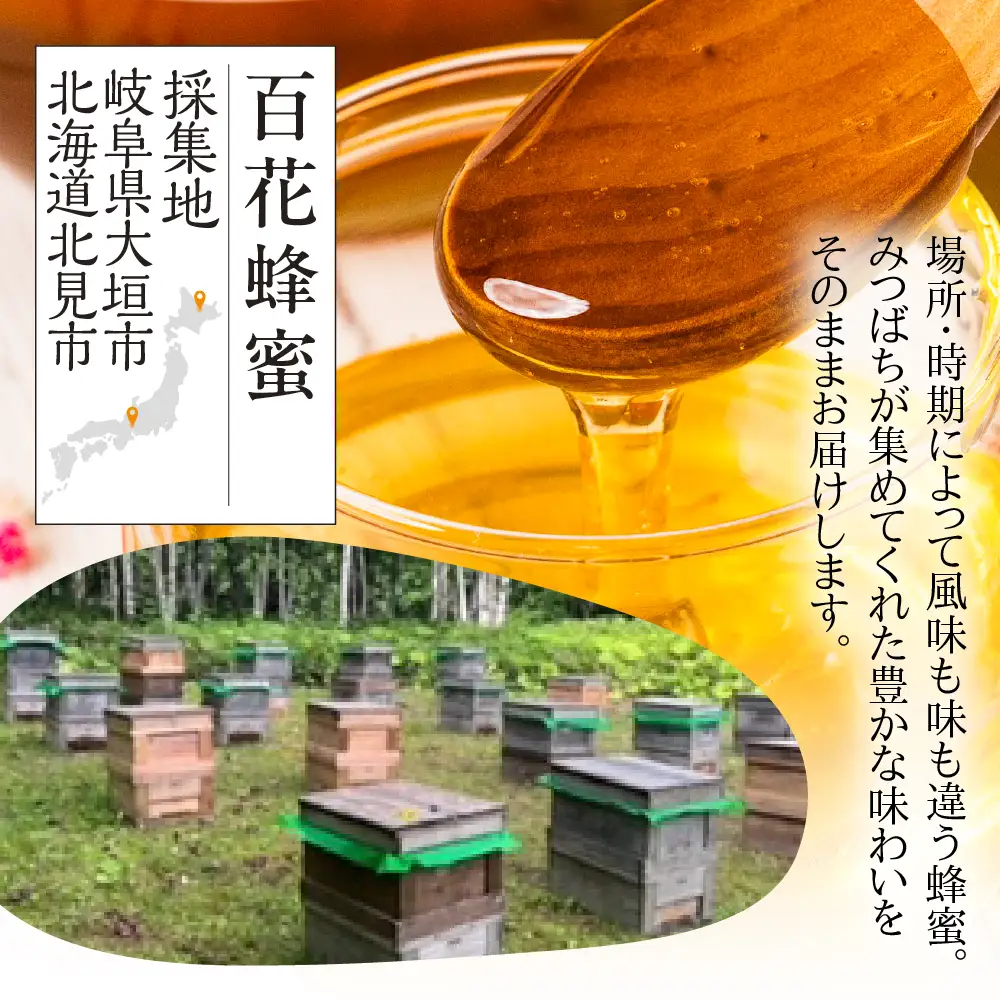 はちみつ 食べ比べ 450g くろがねもち 百花 純粋国産｜はちみつ