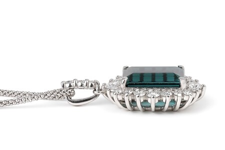 【一点もの】グリーントルマリン（6.114ct）ダイヤモンドプラチナペンダント　R78　K05134-H