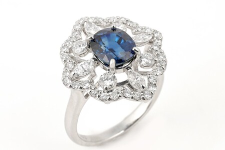 【一点もの】サファイア（1.993ct）ダイヤモンドプラチナリング　R94　K05150-H