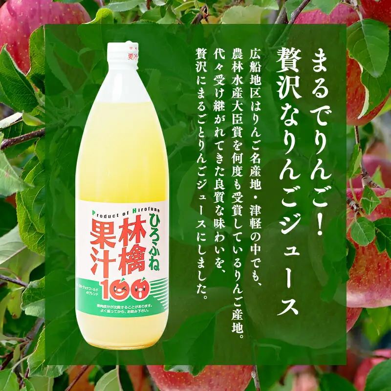 りんごジュース 1L×6本 青森県産 広船アップルクラブ[hi-0004-001]