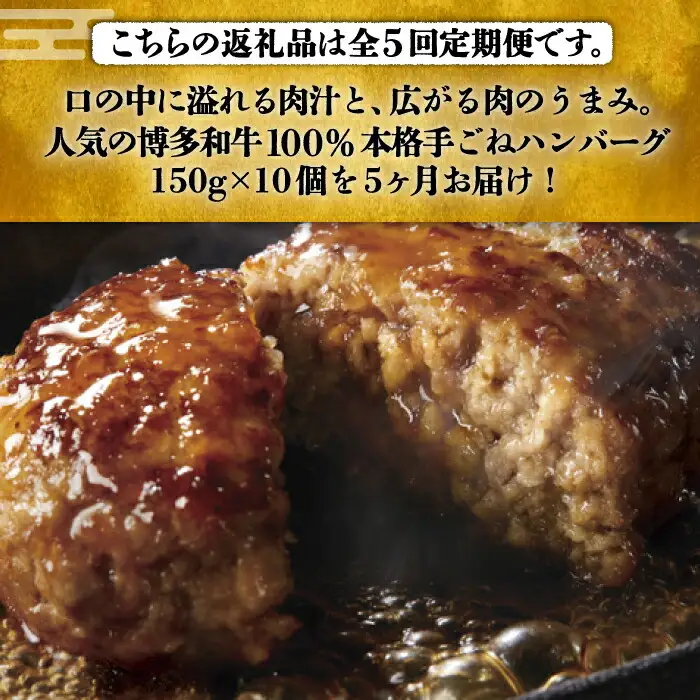 【全5回定期便】手ごねハンバーグ 10個[VBK042] 牛肉 ハンバーグ 定期便